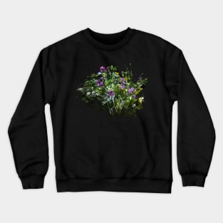 springtime woodland forest plants and flowers art collage Crewneck Sweatshirt
